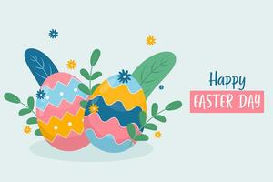 Easter background with pastel color Easter eggs vector