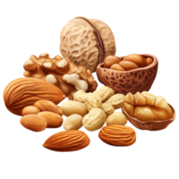 almonds, walnuts, and nuts on a transparent background png