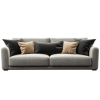 a sofa with pillows on it isolated on transparent background png