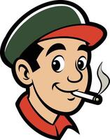 Cartoon character enjoys a moment of relaxation, with a cigarette vector