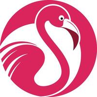 Flamingo in a vibrant pink hue, encased in a matching circle, captures the bird's graceful form in a modern design vector