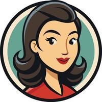 Woman's face, styled in a retro aesthetic, perfect for various design applications vector