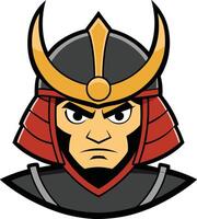 Samurai warrior mascot front view vector