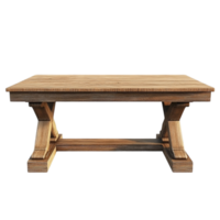a wooden table with a cross base on a transparent background png