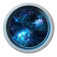 a round window with a view of the galaxy png