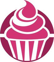 Cupcake logo, featuring a stylized pink frosting and a classic paper cup design vector