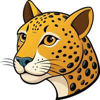 Regal Leopard Portrait An expressive headshot captures the vibrant essence of a leopard vector