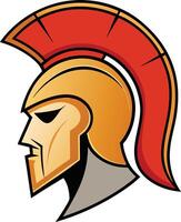 Classic helmet with intricate detailing and a strong, determined expression vector