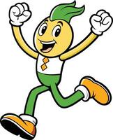 Mascot character, resembling a stylized plant or vegetable with a lively expression vector