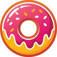 donut with vibrant pink frosting and colorful sprinkles, inviting a sense of indulgence vector
