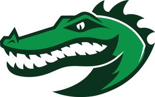 Alligator head, fierce eyes and sharp teeth, creating a striking graphic vector