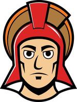 Gladiator in full helmet and attire, embodying strength and valor vector