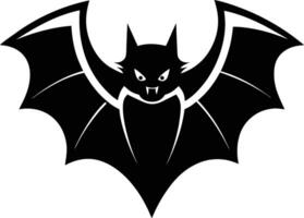 Bat with spread wings, captured in a striking black and white contrast vector