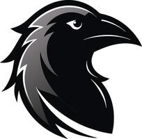 Raven's head in a profile, presented in a sleek, minimalist design perfect for conveying strength and mystery vector