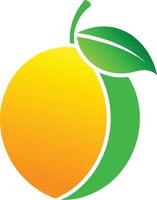 Mango with a lush green leaf, perfect for conveying freshness and natural goodness. vector