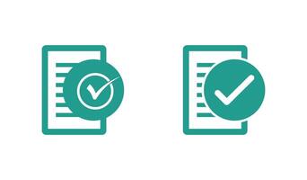Document Icons with Check Marks Representing Successful Completion. vector