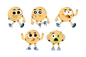 Collection of varied expressive cartoon emoticons isolated on white background vector
