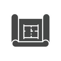 A Solid icon of a Blueprint, Symbolizing Planning and Architectural Design vector