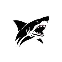 An abstract representation of a great white shark s head with its mouth wide open vector