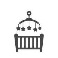 A Solid Icon of a Baby Mobile Hanging Above a Crib, Symbolizing Infant Stimulation vector