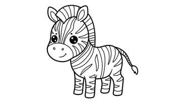 A chibi zebra coloring page for kids vector