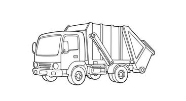 A coloring page of a garbage truck vector