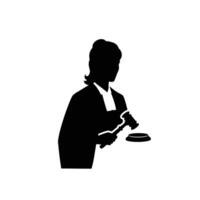 A silhouette of a judge holding a gavel vector