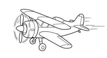 A coloring page with a small airplane vector