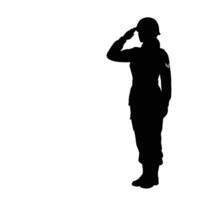 A silhouette of a soldier saluting vector