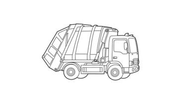 A drawing of a garbage truck vector