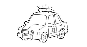 Police car coloring pages for kids vector