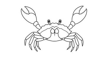 A crab coloring page with a black outline vector