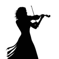 Silhouette of a woman playing violin on white background vector