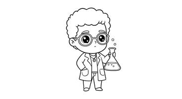 A cartoon scientist holding a flask vector