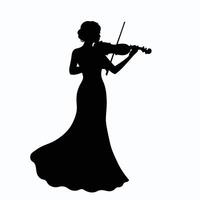 Silhouette of a woman playing violin on a white background vector