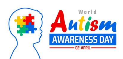 World Autism awareness day background banner or poster design template with child colorful hand design. Autism is a Developmental disability caused by difference in brain vector