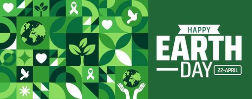 happy world earth day world map and flower design geometric shape pattern background banner or poster design template. observed every year in April. vector