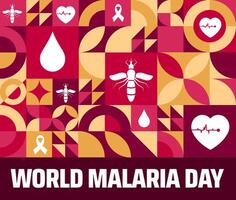 World Malaria Day geometric shape pattern background banner or poster design template. observed every year in April. vector
