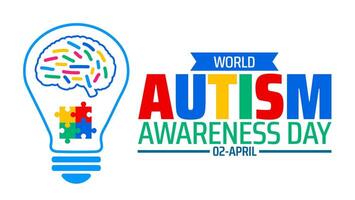 World Autism awareness day background banner or poster design template with Brain design. Autism is a Developmental disability caused by difference in brain. vector