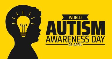 World Autism awareness day background banner or poster design template with child and blub. observed every year in April 2. Holiday concept. Use to any Template, card, poster, placard, template. vector