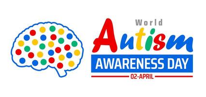 World Autism awareness day background banner or poster design template with Brain design. Autism is a Developmental disability caused by difference in brain. observed every year in 2 April. vector