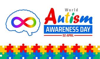 World Autism awareness day background banner or poster design template with child colorful hand design. Autism is a Developmental disability caused by difference in brain. observed every year vector