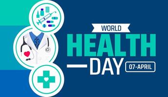 World Health Day background banner or poster design template. observed every year in April. Holiday concept. Use to any Template, card, poster vector