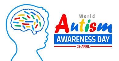 World Autism awareness day background banner or poster design template with Brain design with brain design vector