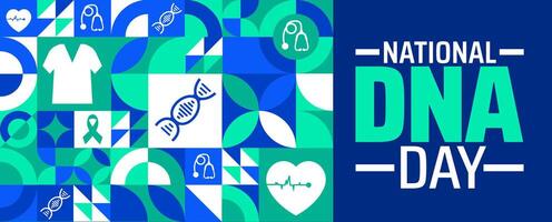 National DNA Day geometric shape pattern background banner or poster design template. observed every year in April. Holiday concept. Use to any Template, card, poster, placard, template. vector