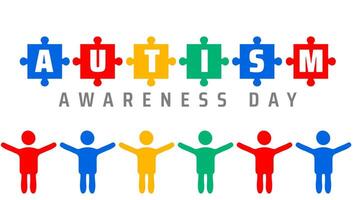 World Autism awareness day background banner or poster design template with child or kids colorful icon design. Autism is a Developmental disability caused by difference in brain. observed every year vector