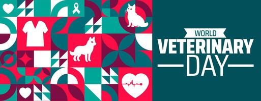 world veterinary day geometric shape pattern background banner or poster design template. observed every year in April. vector
