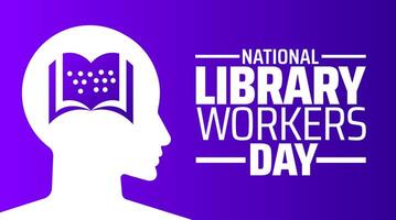 National Library Workers Day background banner or poster design template. observed every year in April. Holiday concept. Use to any Template, card, poster, placard, template. vector