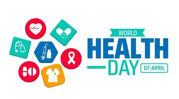 World Health Day background banner or poster design template. observed every year in April. Holiday concept. Use to any Template, card, poster, placard, template. vector