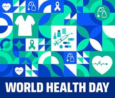 World Health Day geometric shape pattern background banner or poster design template. observed every year in April. vector